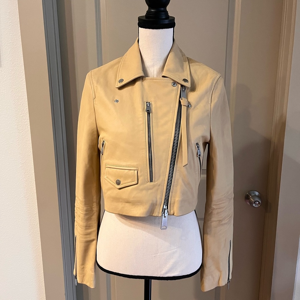 Women's All Saints Butter Yellow Leather Jacket